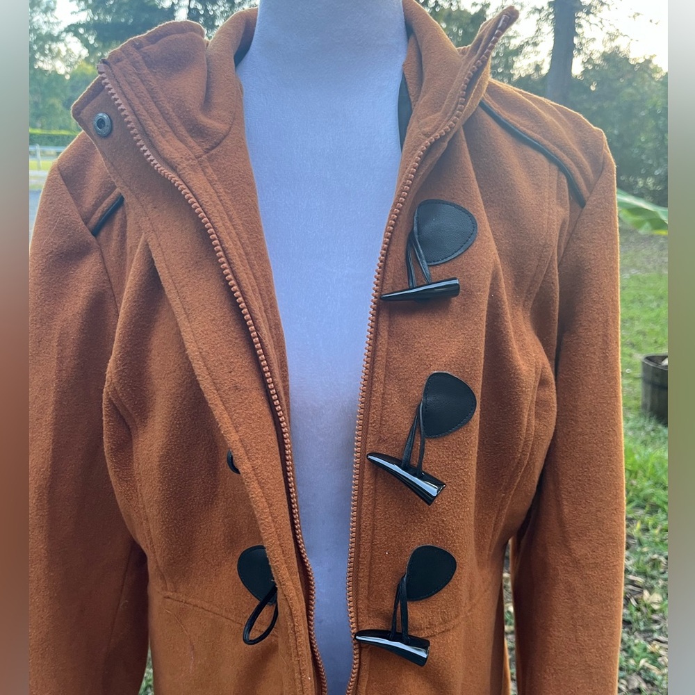 Rampage Women's Cognac Toggle Pea Coat Size Large - Picture 5 of 7
